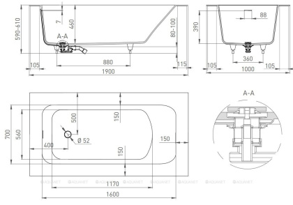 Ванна из искусственного камня ORLANDO VASTA_KIT 190,102124M