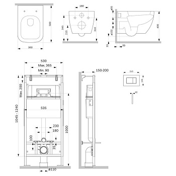 IS100201.901701 Инсталляция MasterFit с клавишей S глянец. белый с подвесным унитазом Gem  FlashClean с сид IS100201.901701 Инсталляция MasterFit с клавишей S глянец. белый с подвесным унитазом Gem  FlashClean с сид