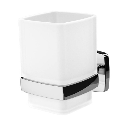 Стеклянный стакан с настенным держателем, 10,5х7х11,1 см, белый, A9034300