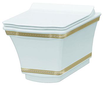 Подвесной Унитаз с узором Hermitage GOLD