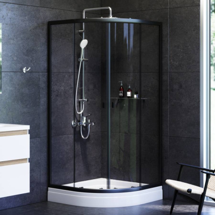 W88E-205-090BT64 X-Joy Twin Slide,  Душевое ограждение c поддоном, 90x90, профиль Черный