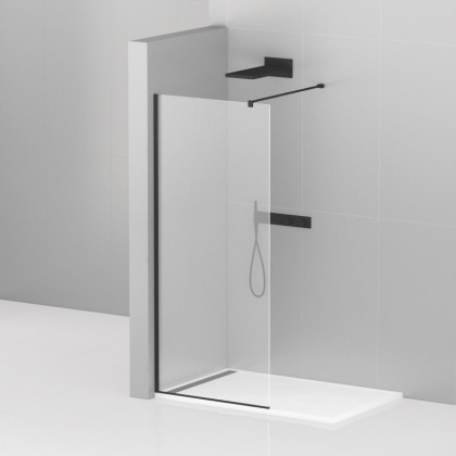 LIBERTA-L-1-85-120-C-NERO Душевая перегородка с односторонним входом, стекло прозрачное, профиль чёрный, 850x1200x1950 мм LIBERTA-L-1-85-120-C-NERO Душевая перегородка с односторонним входом, стекло прозрачное, профиль чёрный, 850x1200x1950 мм