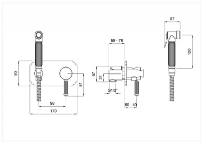 OLIMP-DIF-02-L Гигиенический душ со смесителем, бронза OLIMP-DIF-02-L Гигиенический душ со смесителем, бронза