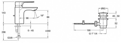 Смеситель Jacob Delafon Aleo+ E72312-CP для раковины, шт