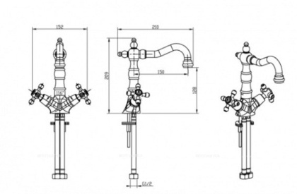 Смеситель для умывальника, высокий _Комплект