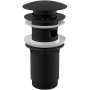Донный клапан сифона для умывальника CLICK/CLACK 5/4", цельнометаллический с переливом и большой черной заглушкой