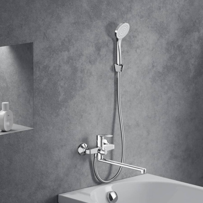 489500000 Eclipse 2.0 Смеситель для ванной и душа с универсальным изливом и душ.набором, хром 489500000 Eclipse 2.0 Смеситель для ванной и душа с универсальным изливом и душ.набором, хром