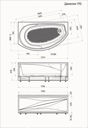 Ванна "Damelia" 170х100 L