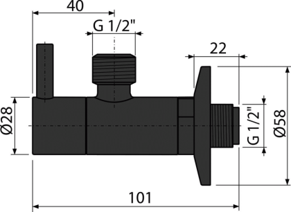 Угловой вентиль с фильтром 1/2"×1/2", черный-мат Угловой вентиль с фильтром 1/2"×1/2", черный-мат