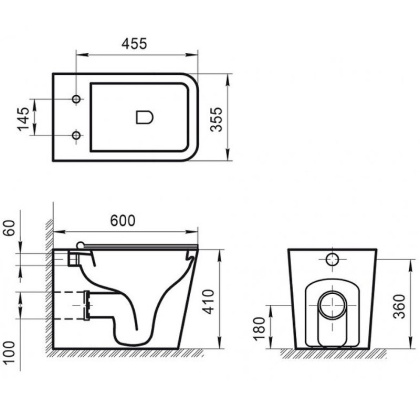 Чаша приставного унитаза Belbagno ARDENTE-R BB003CBR