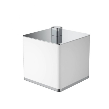 Стакан для ватных дисков квадратный белый-хром 10964-W-CR Boheme Стакан для ватных дисков квадратный белый-хром 10964-W-CR Boheme