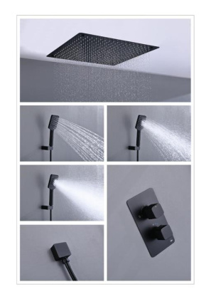 Душевая система Timo Petruma SX-5029/03SM скрытого монтажа с термостатом, черная матовая