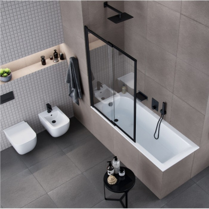 Шторка для ванны EXCELLENT Liner 110 см (черный мат)