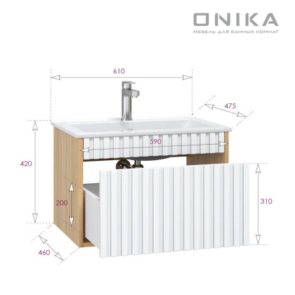 Тумба Onika Дайлер 60 подвесная белая/дуб сонома (ум. Бергамо Нова 60) Тумба Onika Дайлер 60 подвесная белая/дуб сонома (ум. Бергамо Нова 60)