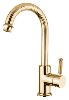 OLIMP-LSM2-03/24-L Смеситель на раковину однорычажный с донным клапаном, золото