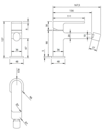 Смеситель для биде OMNIRES BARETTI BA7820CR (хром)