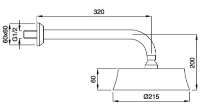 CZR-TDD1-01 Излив для душа 30 см с верхним душем D21,7 см, круглое сечение Исполнение: Хром 