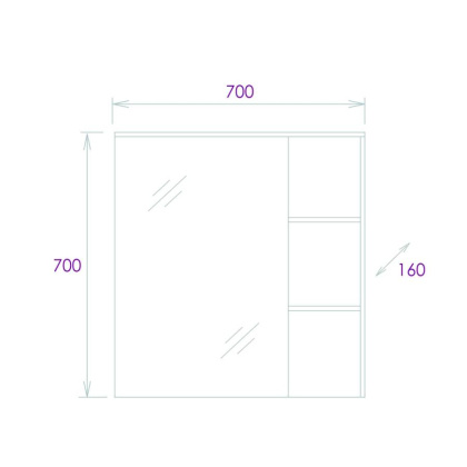Шкаф-зеркало Onika Легран 70 дуб галифакс, универсальный