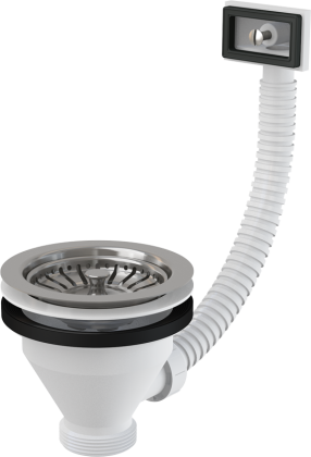 Донный клапан сифона для мойки 6/4" с нержавеющей решеткой DN115 и гофропереливом Донный клапан сифона для мойки 6/4" с нержавеющей решеткой DN115 и гофропереливом