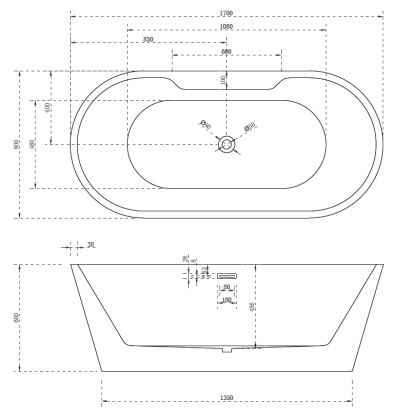 Акриловая ванна Abber 170х80 AB9299-1.7