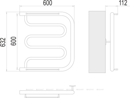 Полотенцесушитель Terminus Фокстрот 1" БШ 600х600
