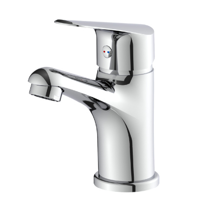 Смеситель для раковины, монолитный, высота излива 8 см, длина 9 см, латунь/хром Смеситель для раковины, монолитный, высота излива 8 см, длина 9 см, латунь/хром