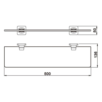 Полка стеклянная, RG1519H Rose, Черный Полка стеклянная, RG1519H Rose, Черный
