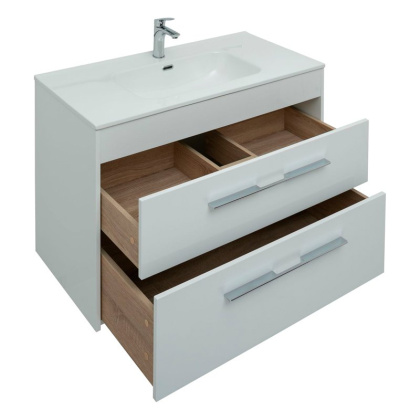 Мебель для ванной Aquanet Августа 100 белый (ручка хром, раковина Flat)