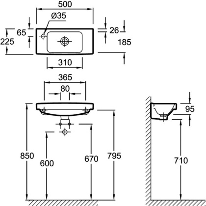 Раковина Jacob Delafon Odeon Up E4701L 50 см, шт