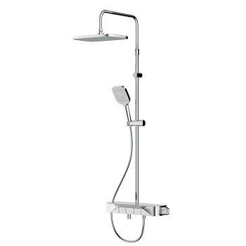 F078F300 Func, душ.сис-ма: Смеситель-полка д/ванны/душа с ТМС, душ.штанга, верхн. душ квадр., ручн.душ,