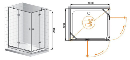 VERONA-W-AH-2-120/100-P-Cr-R Душевой уголок