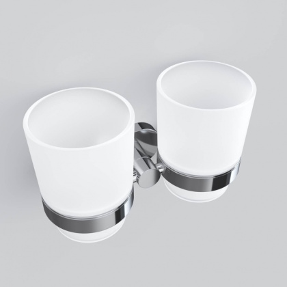 A74343400 Sense L, Двойной стеклянный стакан с настенным держателем, хром