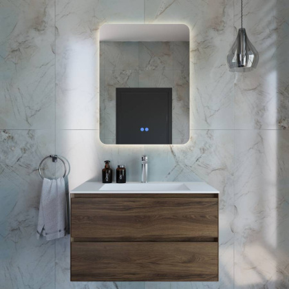 База под раковину Luka 800 подвесная, 2 выкатных ящика soft-close, С.Oak