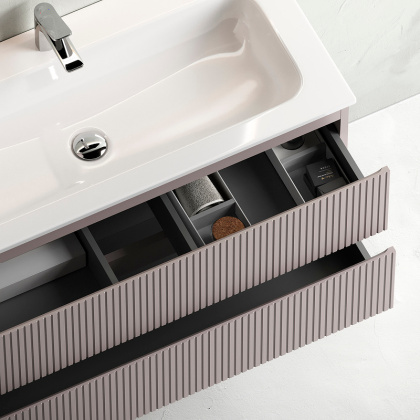 Тумба подвесная SANCOS Snob T 995х445х500, c двумя ящиками оснащенными доводчиками, Doha Soft, арт.SNT100SM Тумба подвесная SANCOS Snob T 995х445х500, c двумя ящиками оснащенными доводчиками, Doha Soft, арт.SNT100SM