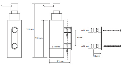 Настенный дозатор для жидкого мыла (металлический стакан)