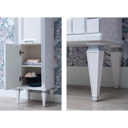 Шкаф-пенал для ванной Aquanet Селена 40 L белый/серебро