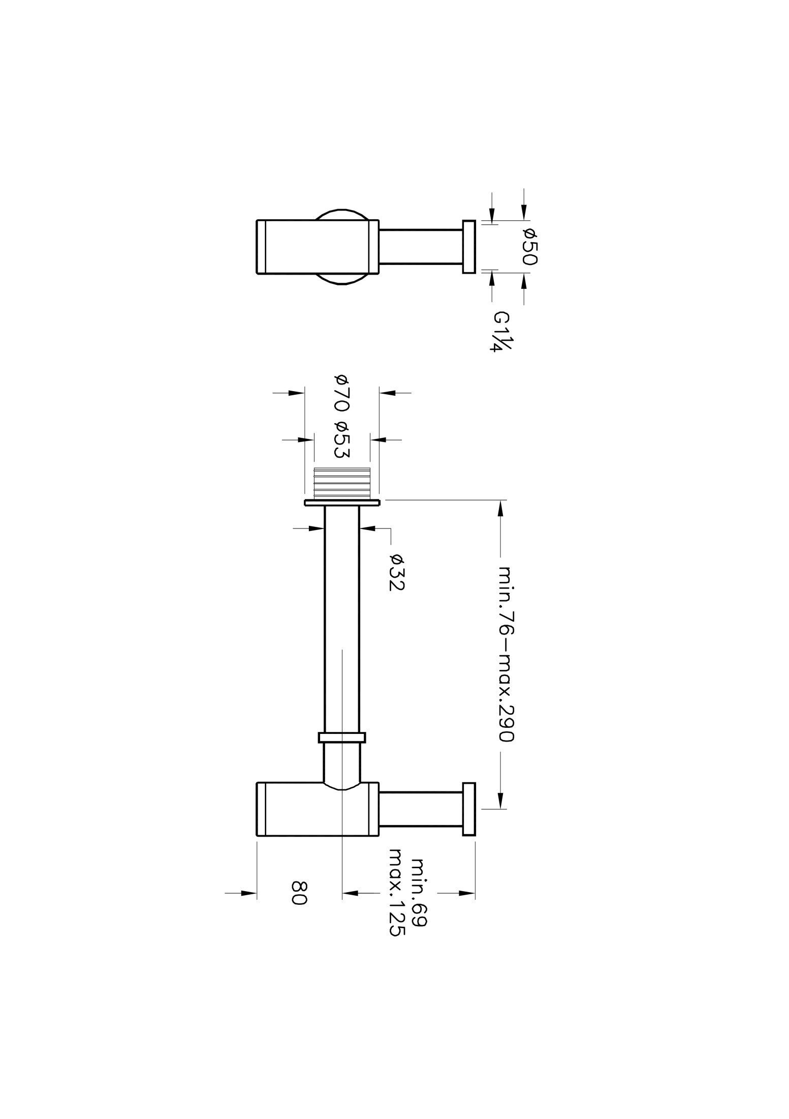 Сифон для раковины металлический, матовый черный