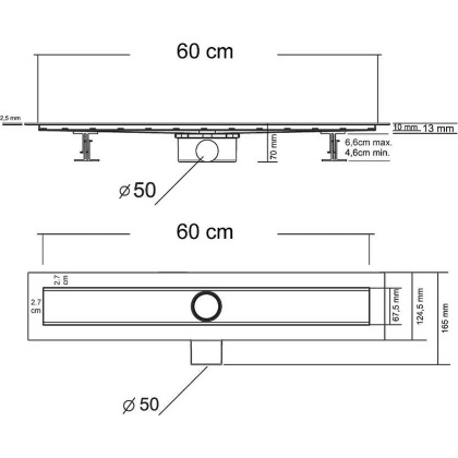 Душевой лоток SAY OPTIMA 601.60.P.BLOK, 60 см, хром Душевой лоток SAY OPTIMA 601.60.P.BLOK, 60 см, хром