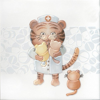 Декор VT\A502\5009 Айболит 2 белый,бежевый 20см*20см*6,9мм (1уп/10шт/)фауна, шт