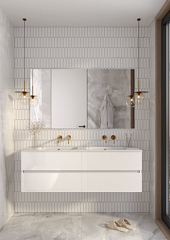Тумба без раковины Vallessi 140*46cm  Белый глянец 4 полки 837-140-W Boheme Тумба без раковины Vallessi 140*46cm  Белый глянец 4 полки 837-140-W Boheme