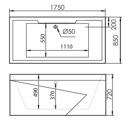 Акриловая ванна Gemy 175х85 G9065 K L