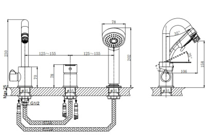 Смеситель на борт ванны RUSH Tenerife (TE2835-333) Смеситель на борт ванны RUSH Tenerife (TE2835-333)