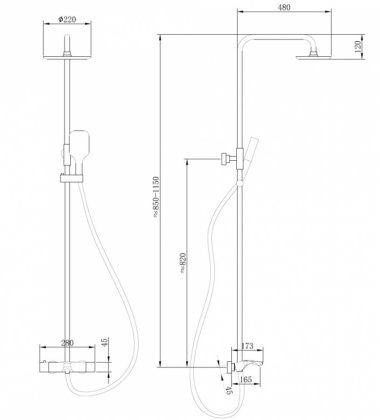 Душевая стойка ABBER Thermostat AF8516B с термостатом и изливом, черная матовая Душевая стойка ABBER Thermostat AF8516B с термостатом и изливом, черная матовая