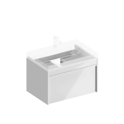 Комплект раковины и тумбы со смесителем и круглым зеркалом