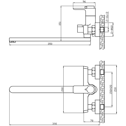 Смеситель термостатический Rossinka RS50-32 для ванны универсальный  Смеситель термостатический Rossinka RS50-32 для ванны универсальный