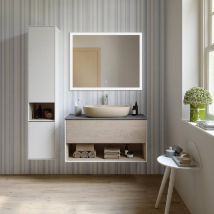Раковина PLAZA накладная 60, песочный матовый PLR.wb.60\SAN