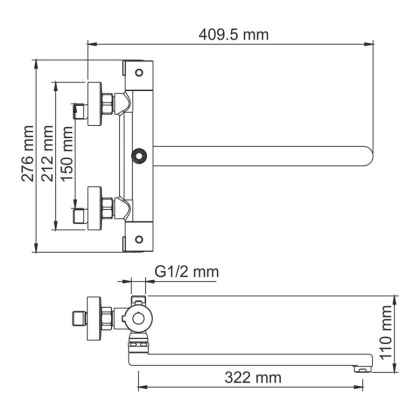 Berkel 4822L Thermo Термостатический смеситель для ванны с длинным изливом Berkel 4822L Thermo Термостатический смеситель для ванны с длинным изливом