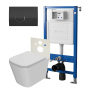 Сет: Система инсталляции Point Элемент для подвесного унитаза PN45120 + Клавиша смыва для инсталляции Point Виктория, черная/хром, PN44061BC + Унитаз подвесной Point Ника безободковый, сиденье микролифт PN41081