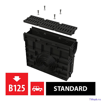 Пескоуловитель для дренажного канала AVZ104 с пластиковой рамой и решеткой из композитного материала B125