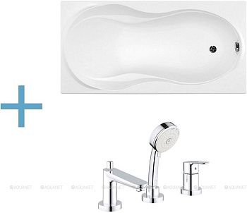 Акриловая ванна Aquanet Grenada 180x80 (каркас + смеситель Grohe BauEdge 2511700A)